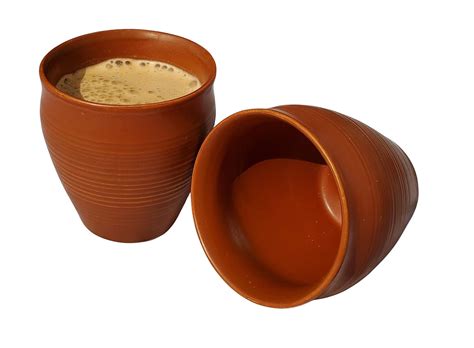 Buy Pure Source India Clay Tea Kulhad Set of - 2 Pieces, Brown, 200ml ...