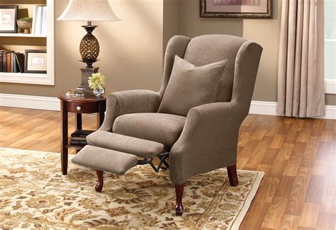 Stretch Pique Two Piece Wing Recliner Slipcover | SureFit | Recliner ...