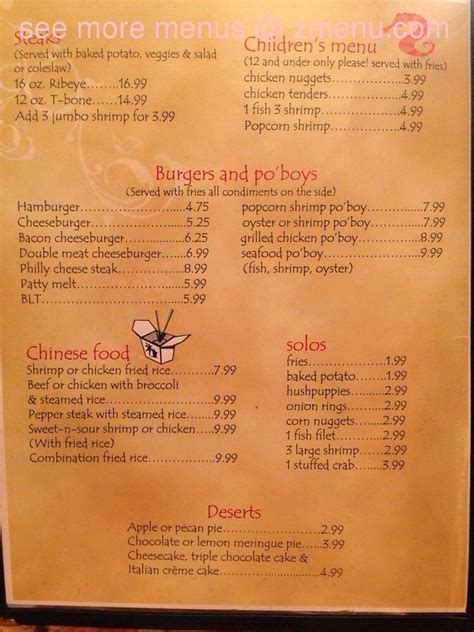 Menu at Santa Fe Seafood & Grill restaurant, Santa Fe