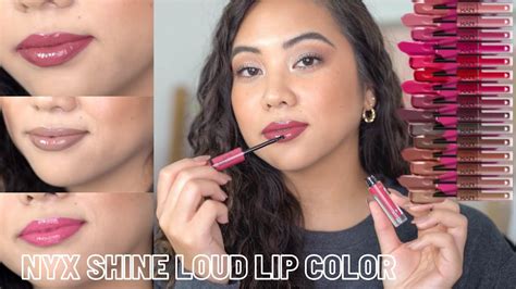 NEW NYX SHINE LOUD HIGH SHINE LIP COLOR | SWATCHES AND REVIEW | MEDIUM ...