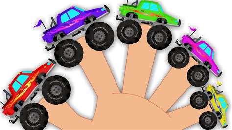 Monster Trucks Finger Family | Monster Trucks Stunts | Learn Transports ...