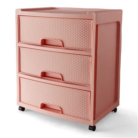 Mainstays 3 Drawer Wide Diamond Pearl Blush Storage Cart – Walmart ...