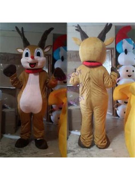 Christmas Reindeer Mascot Costume Party Adult Parade Cosplay Dress Xmas ...