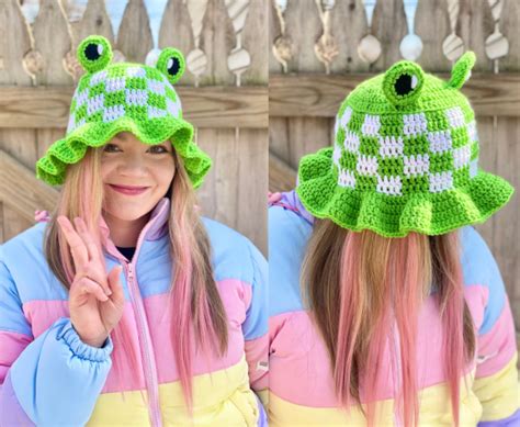 Gingham Frog Bucket Hat - Crochet Pattern ~ Crafty Kitty Crochet