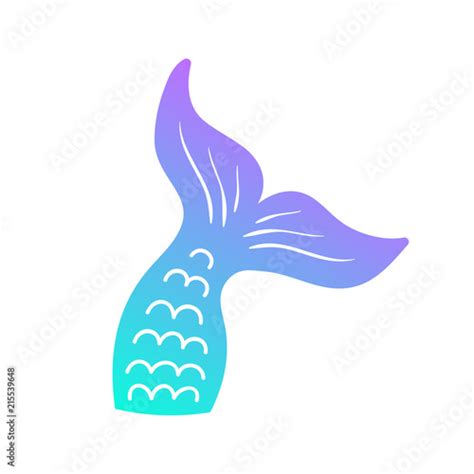 Mermaid tail vector graphic illustration. Hand drawn teal, turquoise ...