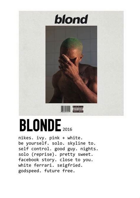 blonde minimalist aesthetic album poster in 2020 | Frank ocean blonde ...