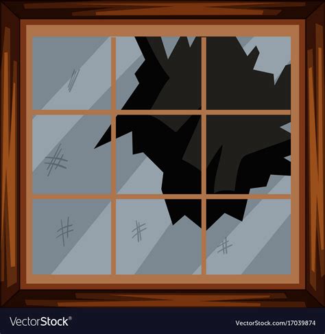 Square window with broken glass Royalty Free Vector Image