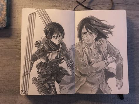 Eren And Mikasa drawing by my GF (she doesnt have reddit) : r ...