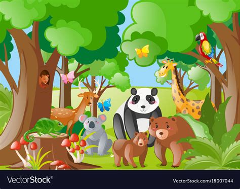 Wild animals in the jungle Royalty Free Vector Image