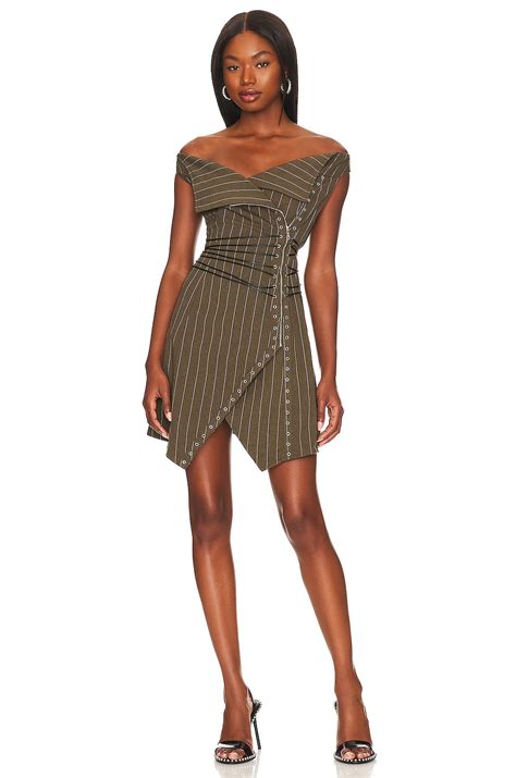 Miaou Celestial Dress in Olive Pinstripe | REVOLVE