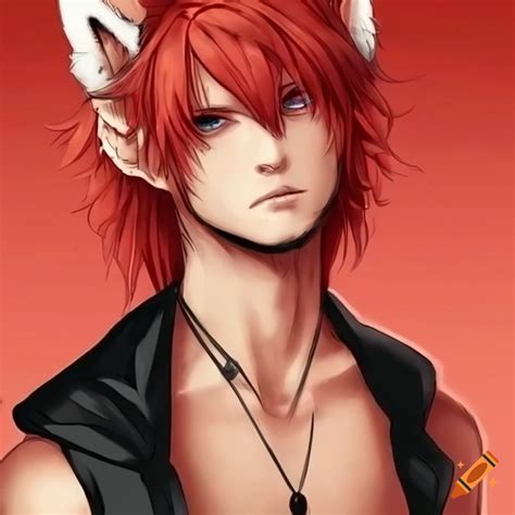 Anime character with red wolf ears and tail