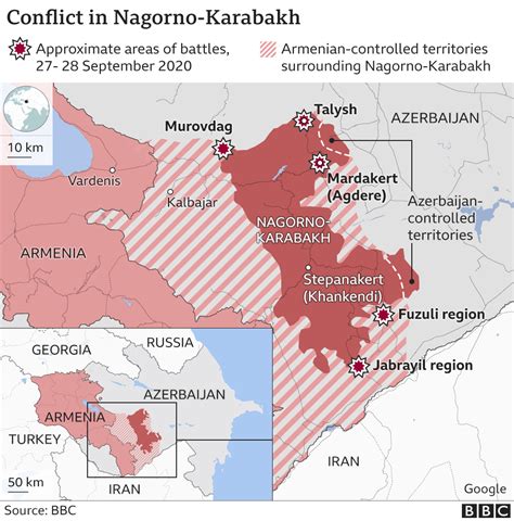 map showing conflict in nagono - karabaki and surrounding countries ...