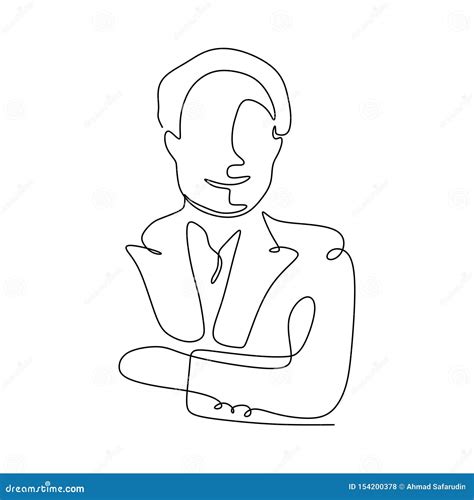 Old Man Continuous Line Drawing of Portrait an Adult Guy Stock Vector ...