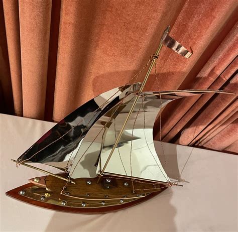 Copper, Chrome, Brass and Wooden Sailing Boat Sculpture | Statues | Art ...