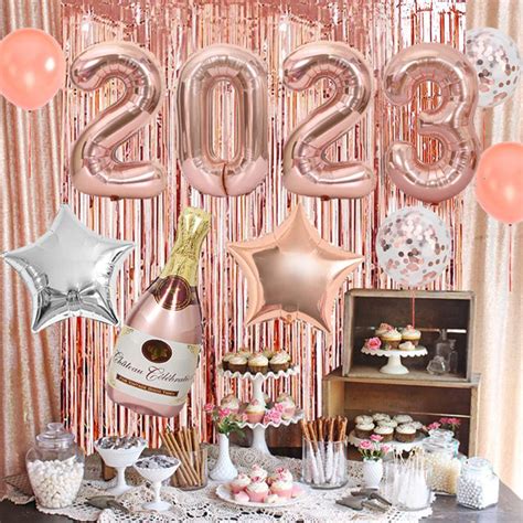 JOYMEMO Happy New Year Decorations 2023 Kit Rose Gold New Year Party ...