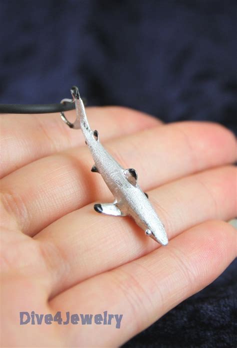 Shark Necklace 3D Black Tip Reef Shark Sterling Silver Shark Pendant ...