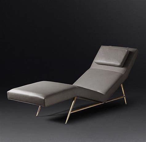 Modern Gray Leather Chaise