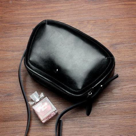 Black Genuine Leather Double Zipper Crossbody Bag | Baginning