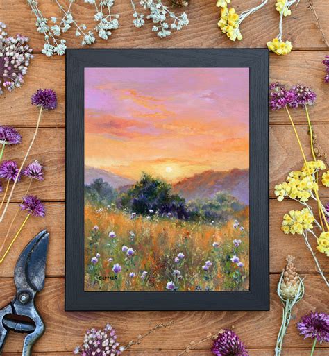 Summer Landscape Painting ORIGINAL Countryside Field Flowers - Etsy