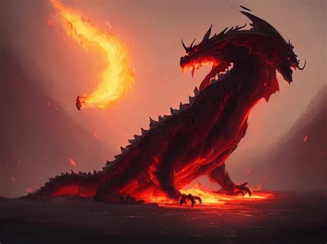 mysterious fire dragon, concept art by Greg Rutkowski, | Stable Diffusion