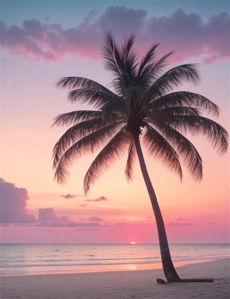 Premium AI Image | Background with pink sunset palm trees