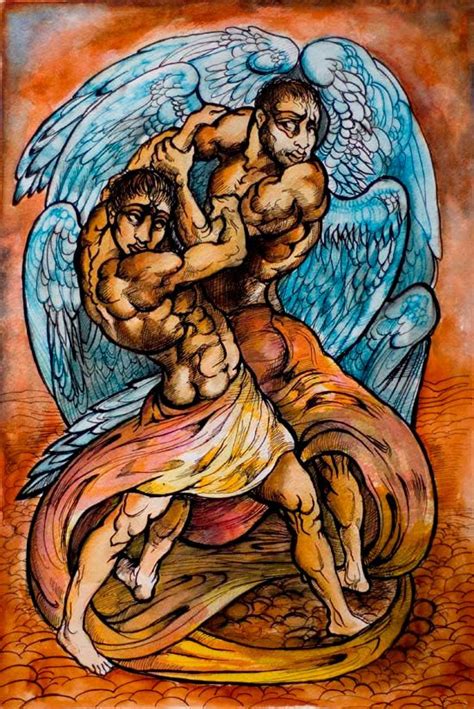 Jacob wrestles with God art print by JCStilesArt on Etsy, $30.00 | God ...