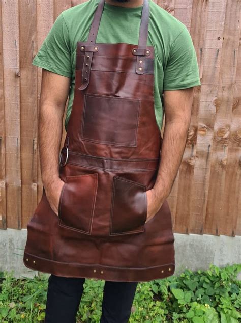 Dark Brown Full Grain Leather Apron Butcher Apron Cook Apron - Etsy UK