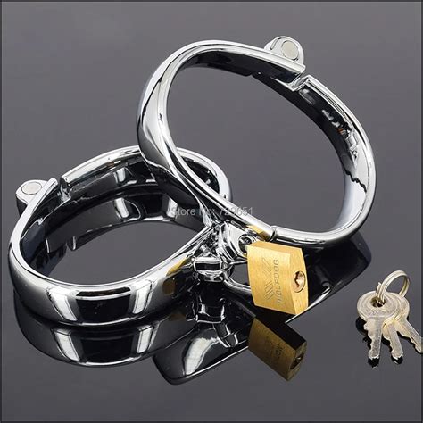 Women Slave Stainless Steel Locking Ankle Cuffs Sex Restraint Set Adult ...