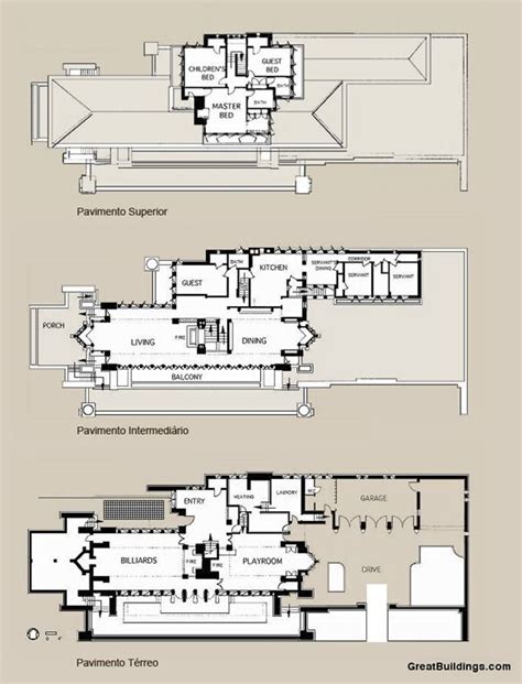 Floor Plan of the Robie House. Frank Lloyd Wright. Hyde Park, Illinois ...