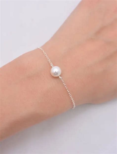 TTMM New Very Simple One Pearl Chain Bracelet Charm bangles& bracelets ...