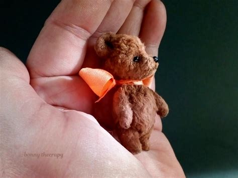 Tiny Stuffed Bear 2,1 Inch, Miniature Teddy Bear, Crocheted Miniature ...