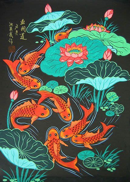 Fish Crowd - Chinese folk art painting | Chinese folk art painting ...