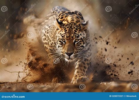 AI Generated Illustration of a Leopard Sprinting in the Desert with Its ...