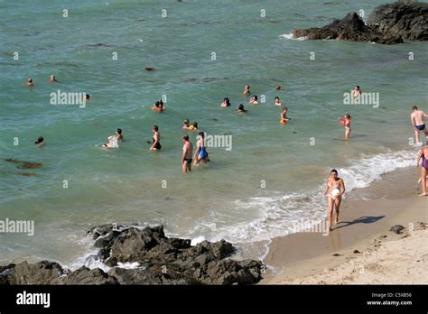 Swimming at the beach, Granville (Manche, Normandy, France Stock Photo ...