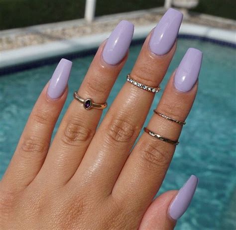 Lilac Acrylic Nails : Box Gift Ombre Purple Lavender Coffin False Nails ...