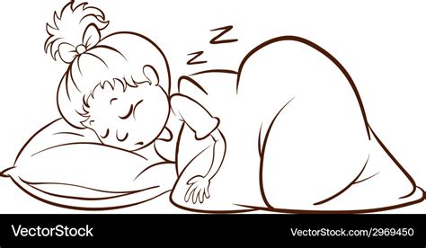 A simple sketch of a girl sleeping Royalty Free Vector Image