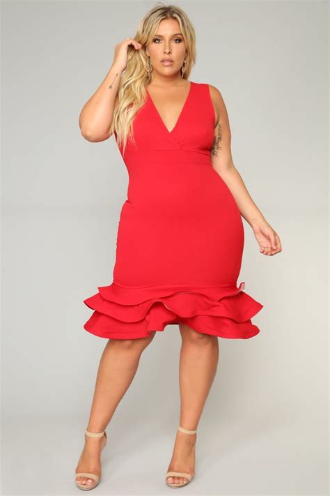 Dates With Babe Ruffle Dress - Red – Fashion Nova | Red dress, Plus ...