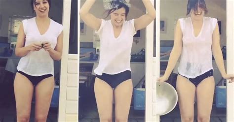 Watch braless Daisy Lowe complete ALS Ice Bucket Challenge in totally ...