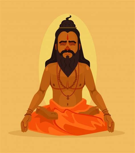 Premium Vector | Meditating yogi man character. flat cartoon ...