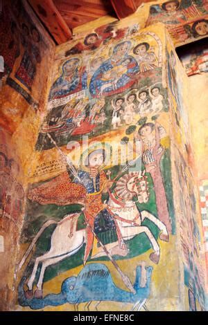 Abraha we Atsbeha rock church fresco, Abraha Atsbeha village, Tigray ...