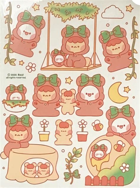 korean bear sticker printable | Nhật ký nghệ thuật, Kỳ ảo, Thiệp