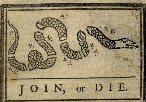 Copy of 1754 Ben Franklin newspaper with 'Join or Die' political ...