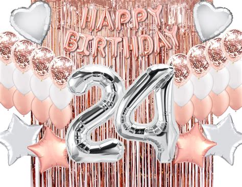 24th Birthday Party Decorations 24th Birthday Party Supplies 24 Silver ...