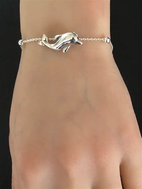 Dolphin Bracelet Sterling Silver Beaded Bracelet Dolphin | Etsy