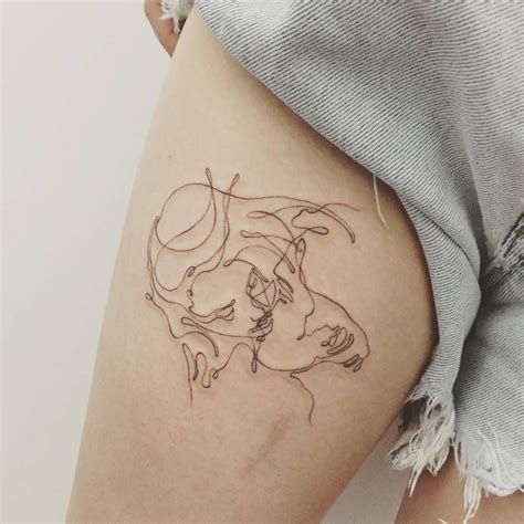 Continuous line drawing kiss tattoo Kiss Tattoos, Couple Tattoos, Love ...