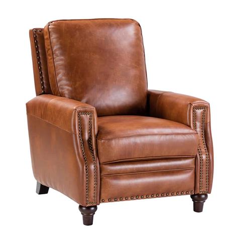 JAYDEN CREATION Theresa Comfy Saddle Genuine Cigar Leather Recliner ...