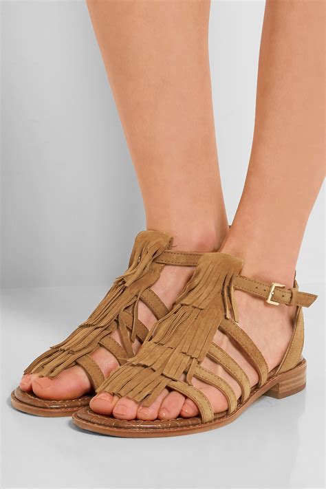 Lyst - Sam Edelman Estelle Fringed Suede Sandals in Brown