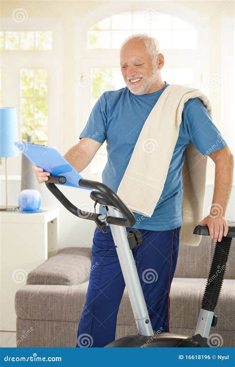 Active Senior with Fitness Equipment Stock Photo - Image of active ...