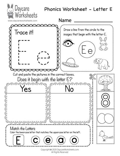 Phonics Letter E Worksheets For Kindergarten – Thekidsworksheet