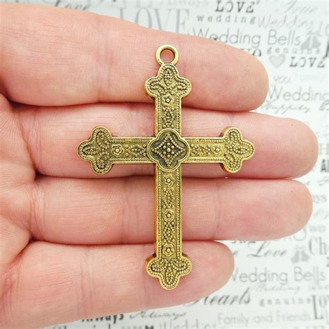 BULK 8 Orthodox Gold Cross Pendant Large by TIJC SP1845B - Etsy